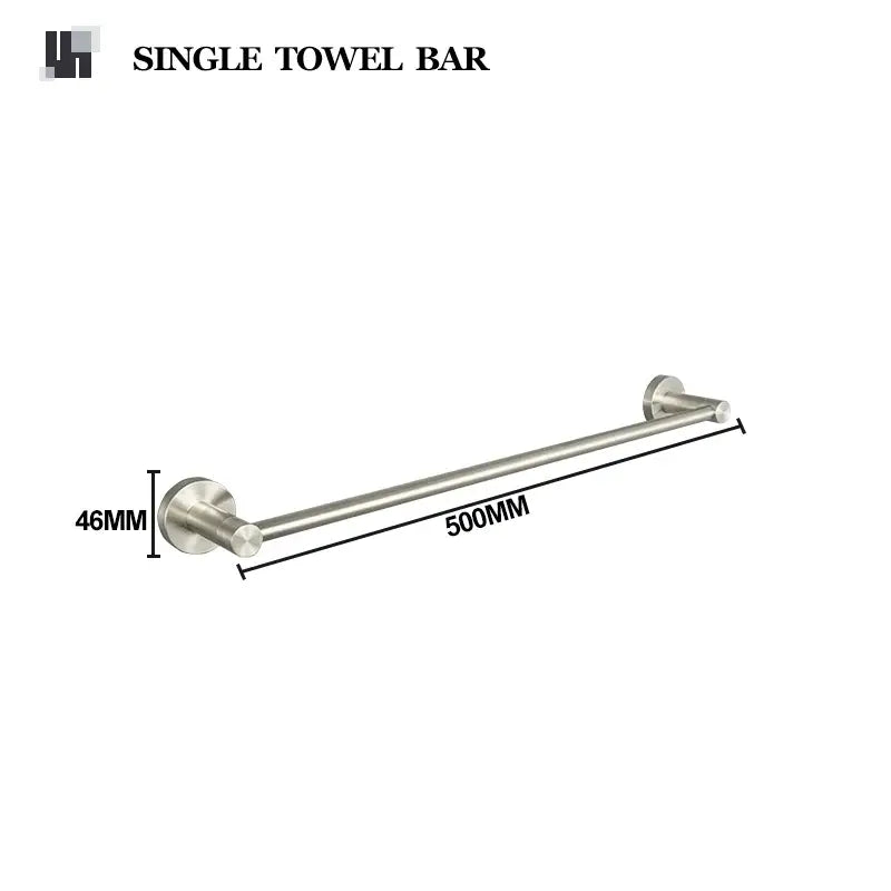 Modern brushed nickel stainless steel hardware set single towel bar with sleek design and polished finish for bathroom use