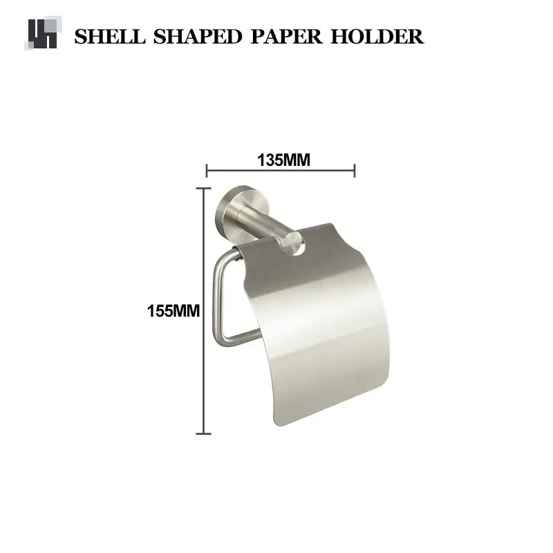 Modern brushed nickel stainless steel shell-shaped paper holder from hardware set with sleek, modern design
