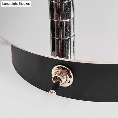 Black circular base with chrome toggle switch and metallic pole for modern brushed nickel wall sconce direct wired electric e26 e27 bulb base