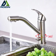 Modern brushed nickel water purification kitchen faucet with stainless steel rozin 360-degree rotating design decorbites brushed nickel
