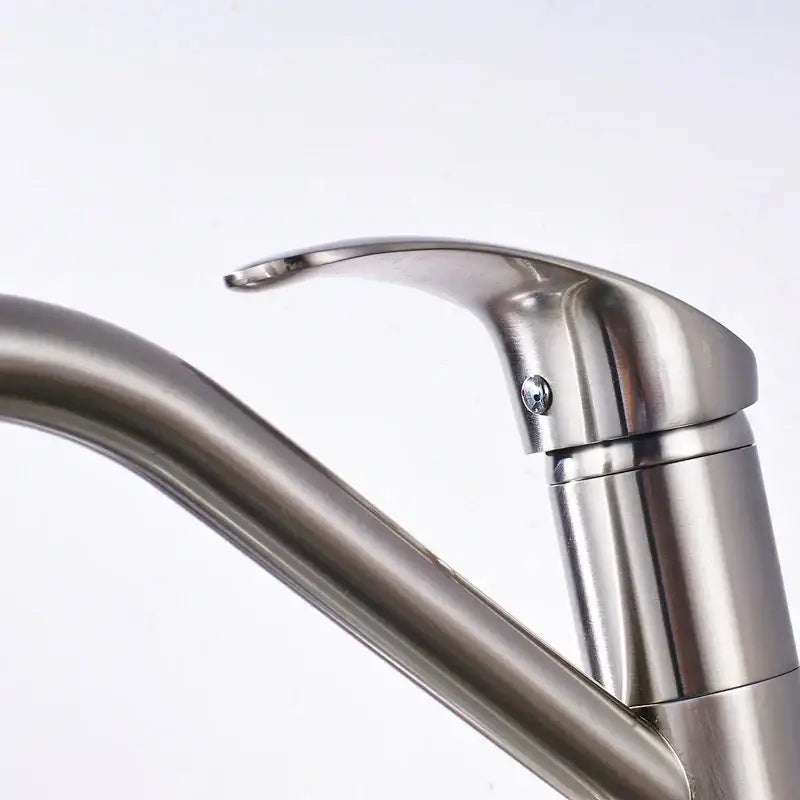 Modern brushed nickel water purification kitchen faucet with sleek curved spout and minimalist decorbites brushed nickel design