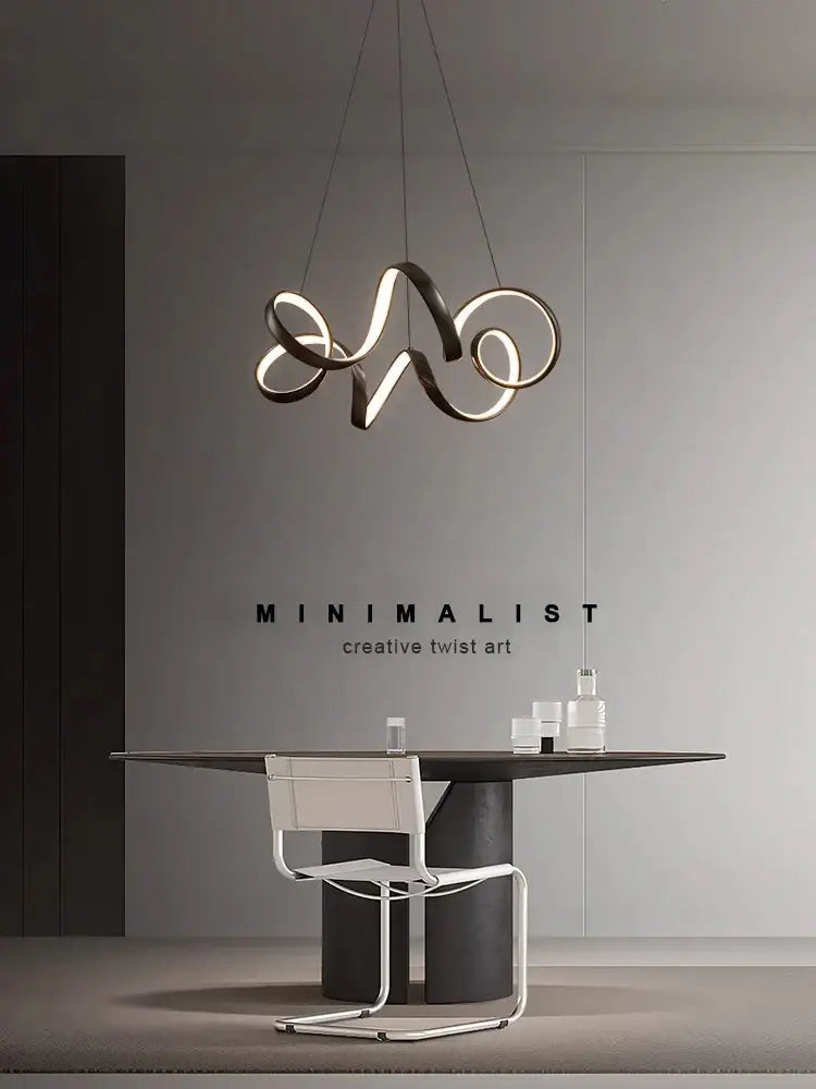 Modern brushed silver creative twisted led chandelier in black and white with sleek minimalist design for living room decorbites creative twisted