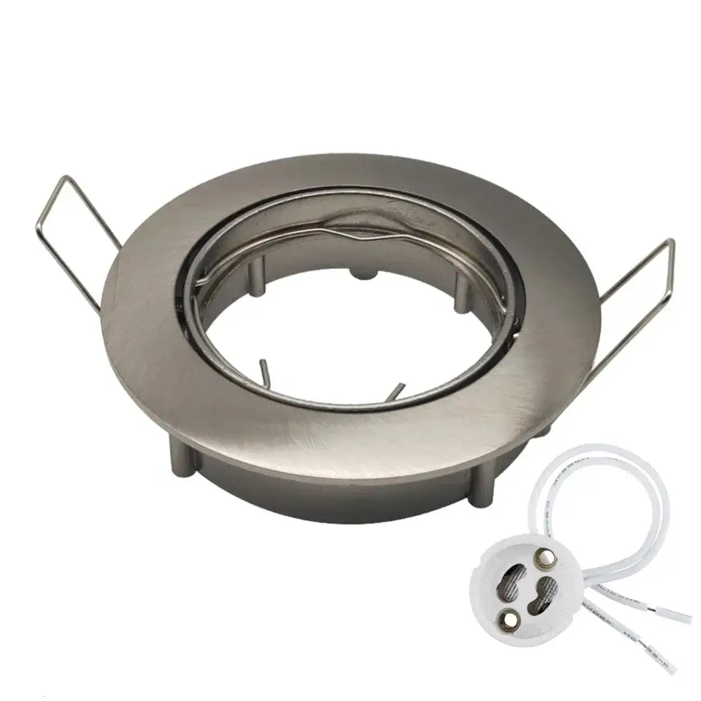 Modern brushed stainless steel adjustable led ceiling downlight with white e27 bulb holder and two wire handles for decorbites adjustable led