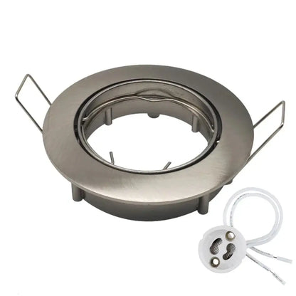 Modern brushed stainless steel adjustable led ceiling downlight with white e27 bulb holder and two wire handles for decorbites adjustable led
