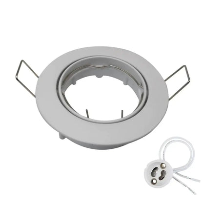 White circular recessed decorbites adjustable led ceiling downlight with metal brackets and matching bulb socket in stainless steel