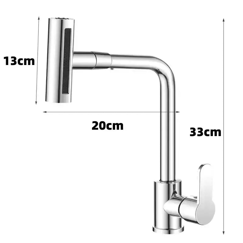 Modern brushed stainless steel kitchen faucet with rotation sprayer and sleek chrome finish pull-down spray head
