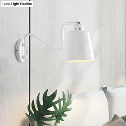 DecorBites™ DecorBites™ Modern Bucket Metal Wall Sconce with Adjustable Arm - White Corridor Lighting