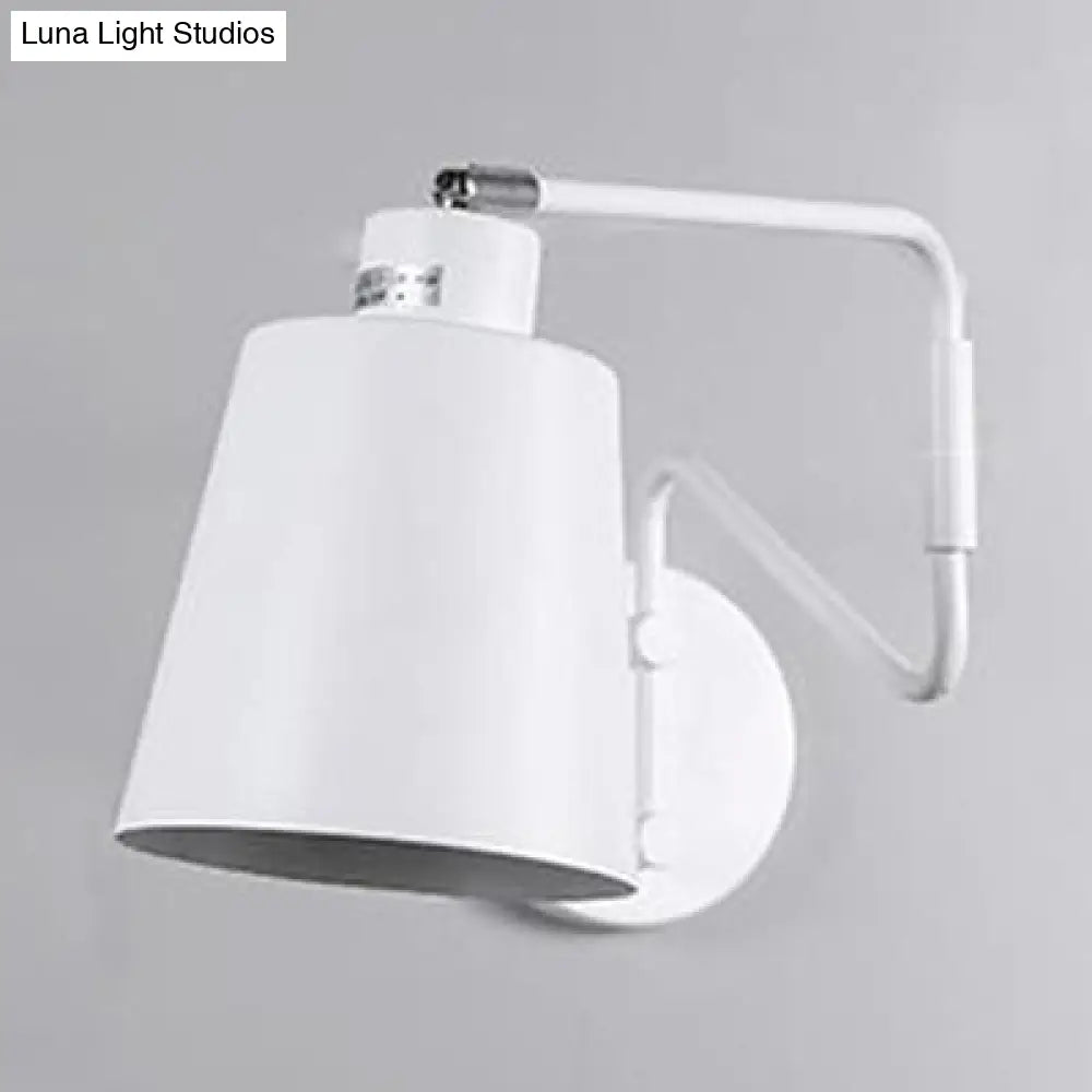 DecorBites™ DecorBites™ Modern Bucket Metal Wall Sconce with Adjustable Arm - White Corridor Lighting