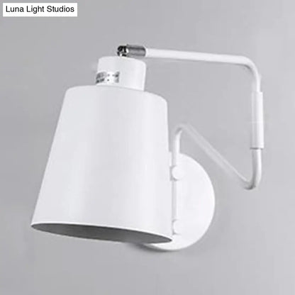 DecorBites™ DecorBites™ Modern Bucket Metal Wall Sconce with Adjustable Arm - White Corridor Lighting