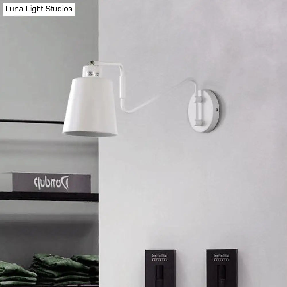 DecorBites™ DecorBites™ Modern Bucket Metal Wall Sconce with Adjustable Arm - White Corridor Lighting