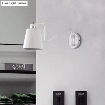 DecorBites™ DecorBites™ Modern Bucket Metal Wall Sconce with Adjustable Arm - White Corridor Lighting