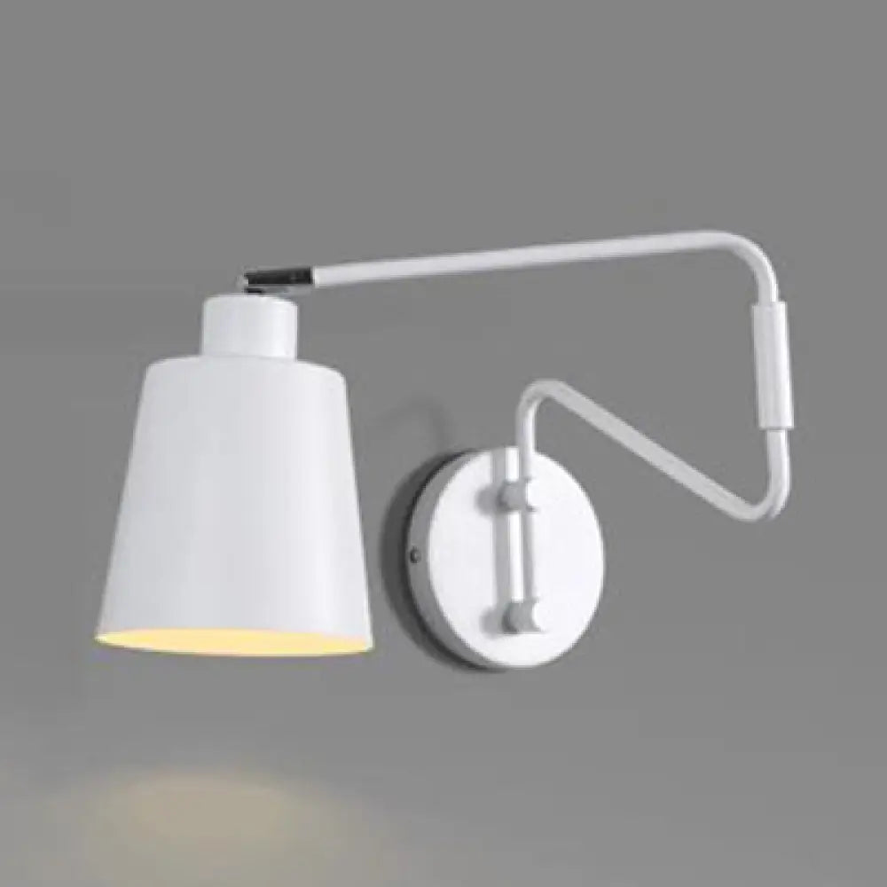 DecorBites™ DecorBites™ Modern Bucket Metal Wall Sconce with Adjustable Arm - White Corridor Lighting