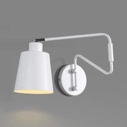 DecorBites™ DecorBites™ Modern Bucket Metal Wall Sconce with Adjustable Arm - White Corridor Lighting