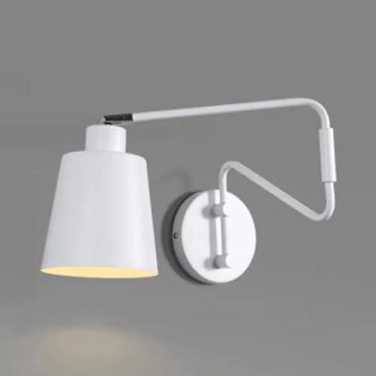 DecorBites™ DecorBites™ Modern Bucket Metal Wall Sconce with Adjustable Arm - White Corridor Lighting