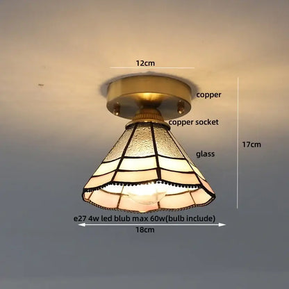 Modern butterfly glass tiffany ceiling light with copper base and warm amber decorbites butterfly glass shade