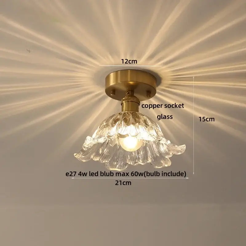 Modern butterfly glass tiffany ceiling light with clear glass flower design brass socket and e27 4w led bulb decorbites butterfly glass