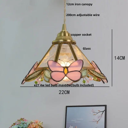 Modern butterfly pink led pendant lamp featuring a delicate pink butterfly motif stained glass decorbites butterfly pink design