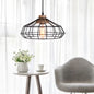 Modern Caged Pendant Light with Wooden Cap - Black - Ideal for Dining Room