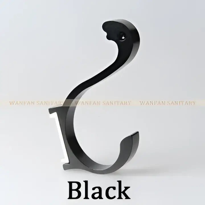 Black metal hook with s-shaped design and circular indentation in modern candy color aluminum finish wall hooks decorbites candy color