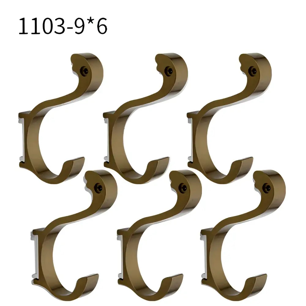 Bronze-colored metal curtain rod brackets with sleek curved design in modern candy color aluminum finish for kitchen organizer