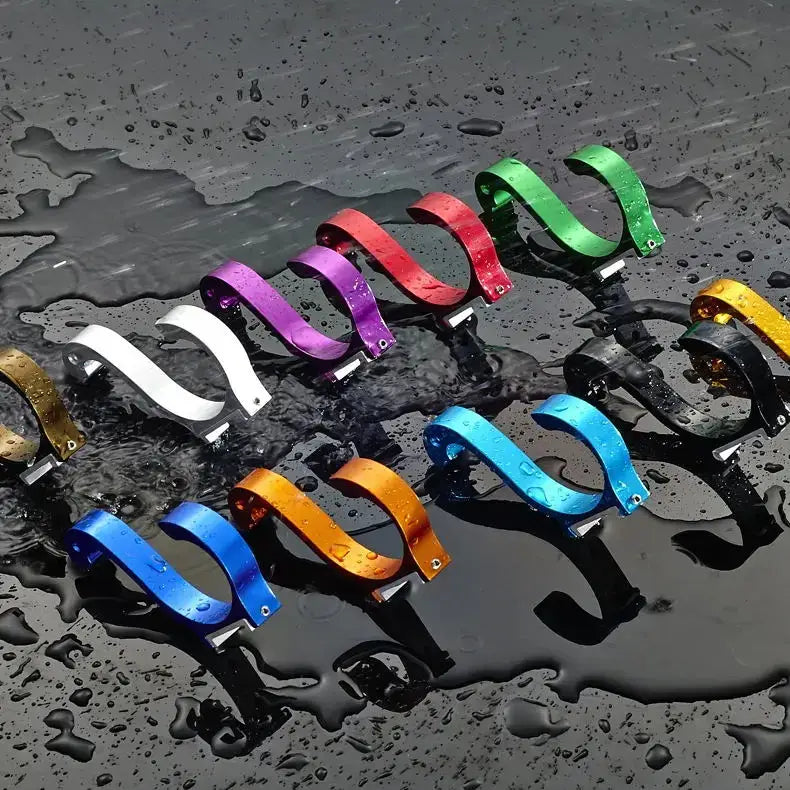 Modern candy color aluminum finish wall hooks with colorful metallic s-shaped bicycle handlebar grips for kitchen organizer decorbites candy color