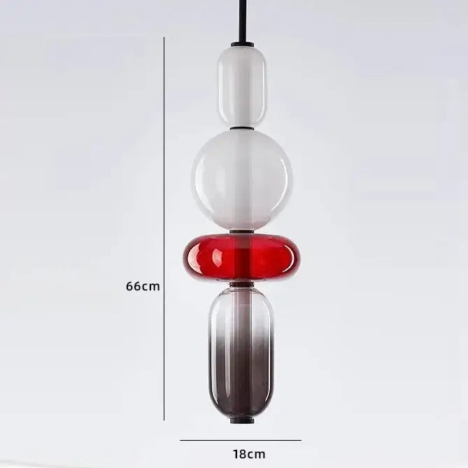 Modern candy glass ceiling hanging chandelier with stacked white red and gradient dark glass orbs for loft decorbites candy glass
