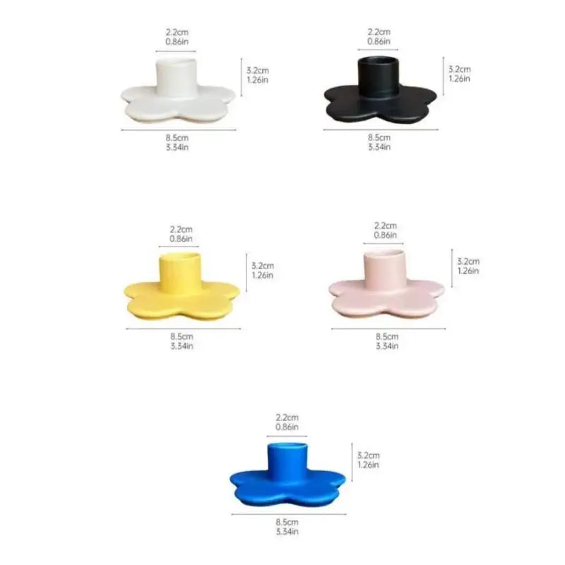Modern cartoon flower matte candle holder in white black yellow pink and blue for bedroom decorbites cartoon flower decor
