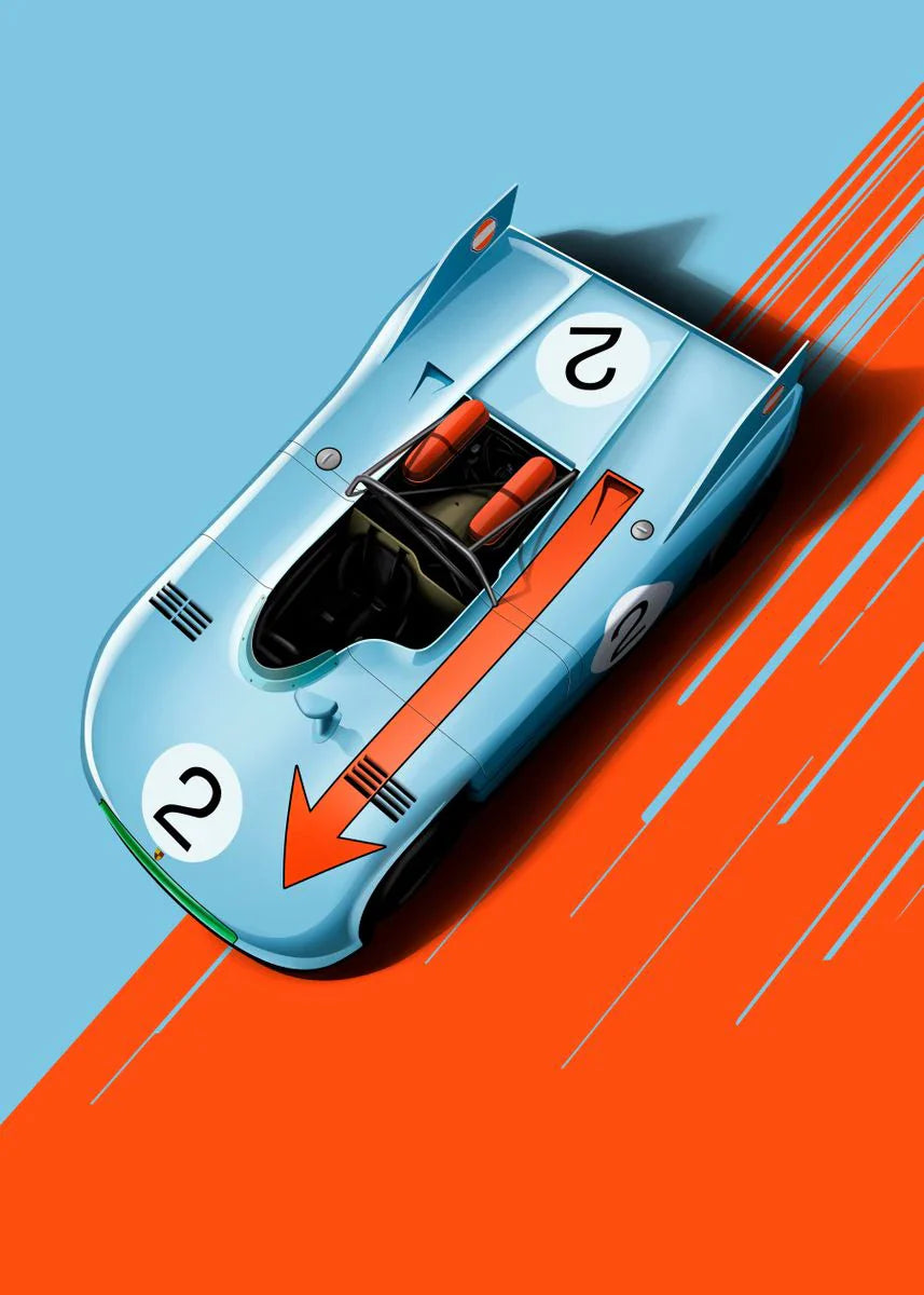 Modern Cartoon Racing Car Canvas Wall Art - 2 / 20X30cm Unframed