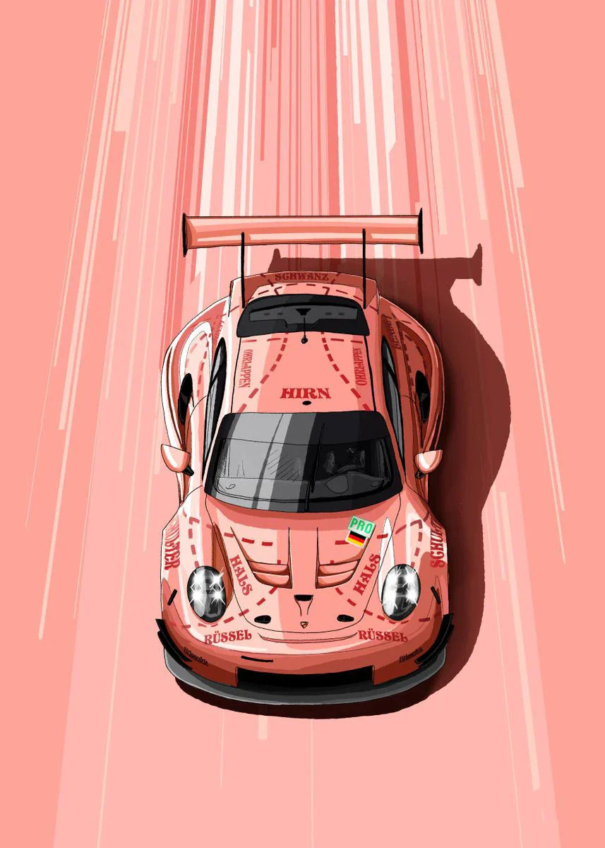 Modern Cartoon Racing Car Canvas Wall Art - 3 / 20X30cm Unframed