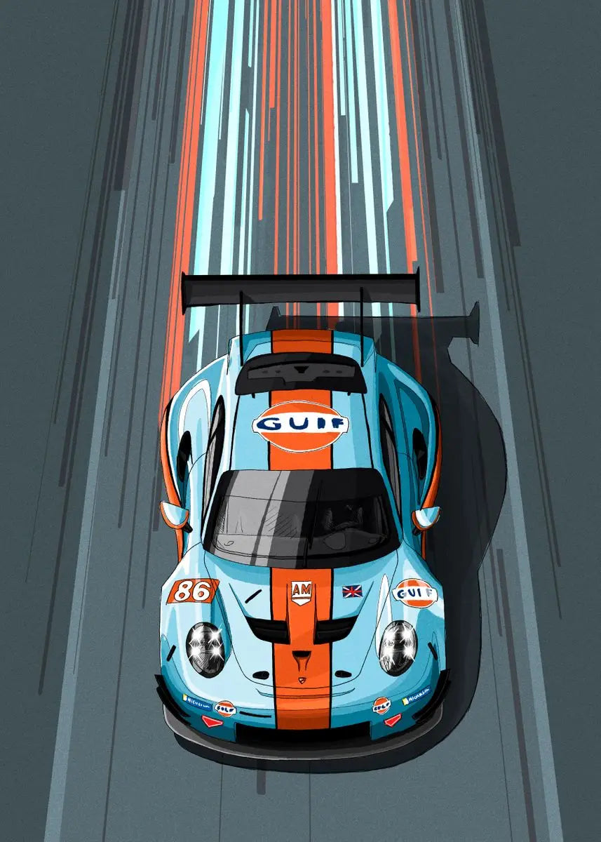 Modern Cartoon Racing Car Canvas Wall Art - 4 / 20X30cm Unframed