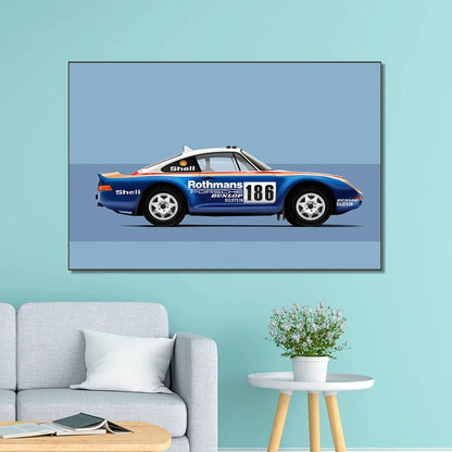 Modern Cartoon Racing Car Canvas Wall Art