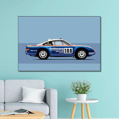 Modern Cartoon Racing Car Canvas Wall Art