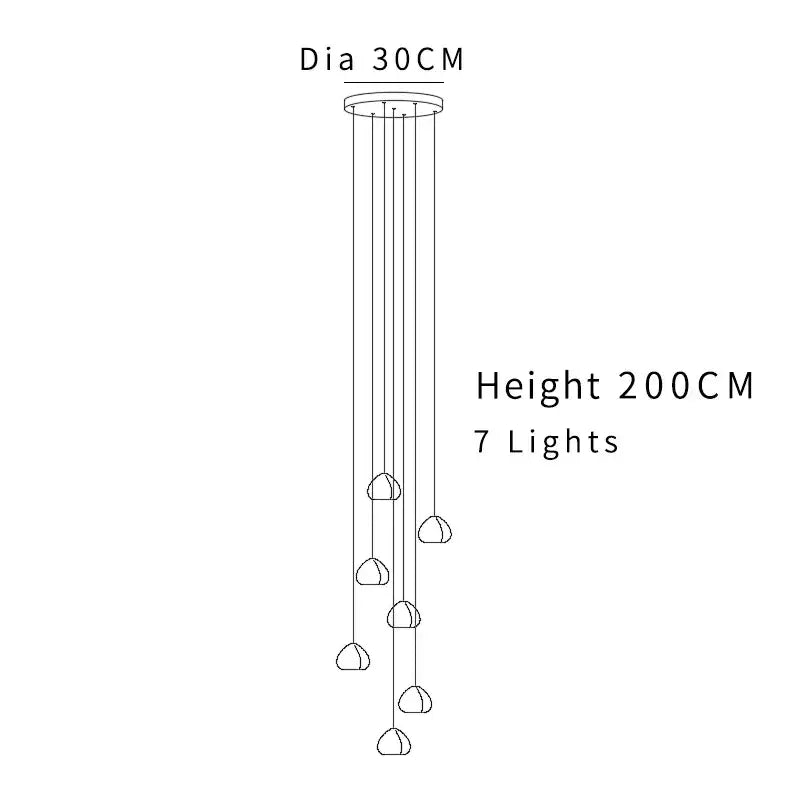 Modern cascading decorbites crystal ball chandelier with seven spherical lights and a 30cm circular ceiling mount