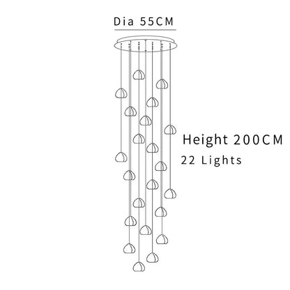 Modern cascading decorbites crystal ball chandelier with 22 frosted glass globes on a circular metal frame