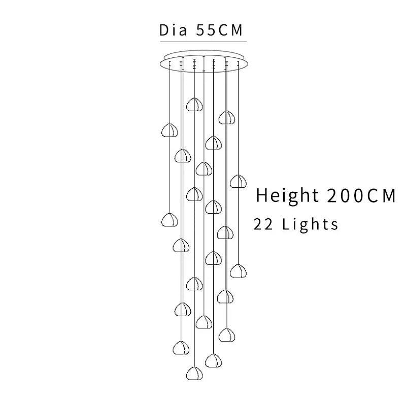 Modern cascading decorbites crystal ball chandelier with 22 frosted glass globes on a circular metal frame