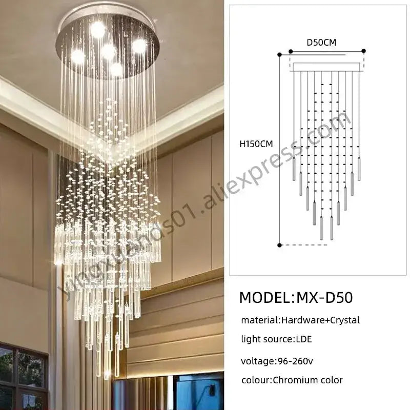 Modern cascading decorbites crystal chandelier with chromium finish and clear crystal strands for elegant living room decor