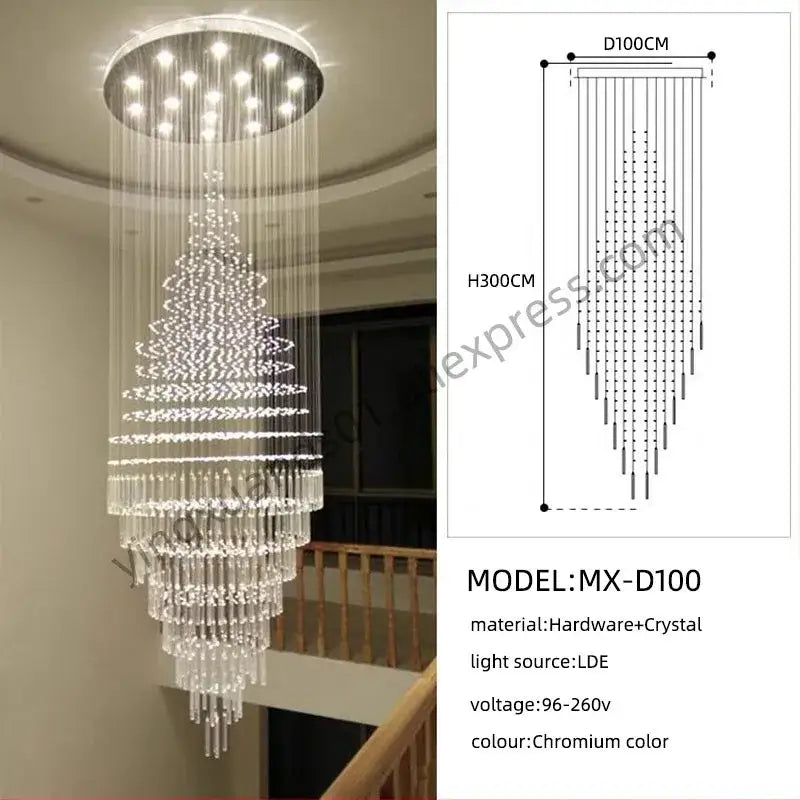 Modern cascading decorbites crystal chandelier with sleek chromium finish and illuminated multi-tiered crystal strands