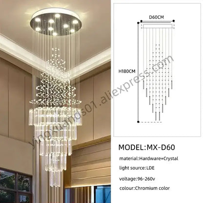 A modern multi tiered decorbites crystal chandelier with cascading strands and chrome finish for living room decor
