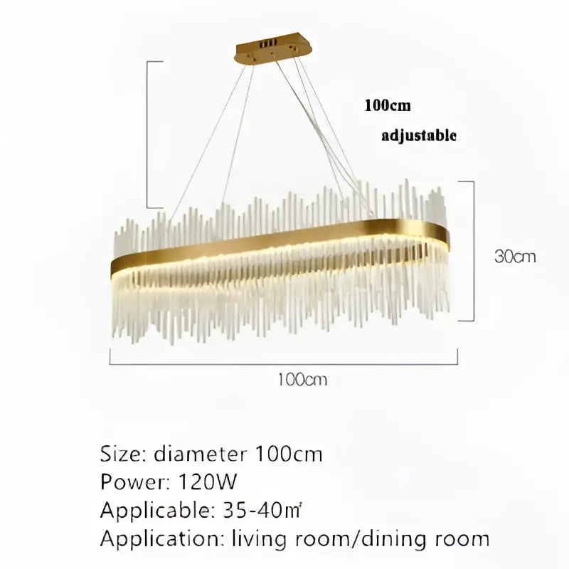 Modern cascading gold crystal pendant chandelier with gold-toned oval frame and cascading crystal strands for dining room decorbites crystal pendant
