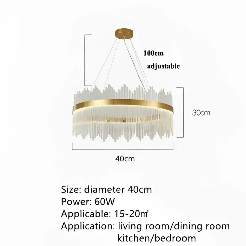 Modern cascading gold crystal pendant chandelier with adjustable frame and clear prisms for dining room decorbites crystal pendant