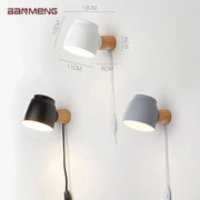 Banmeng modern ceramic and wood led wall lamp with matte white black or gray shade for bedroom reading light source