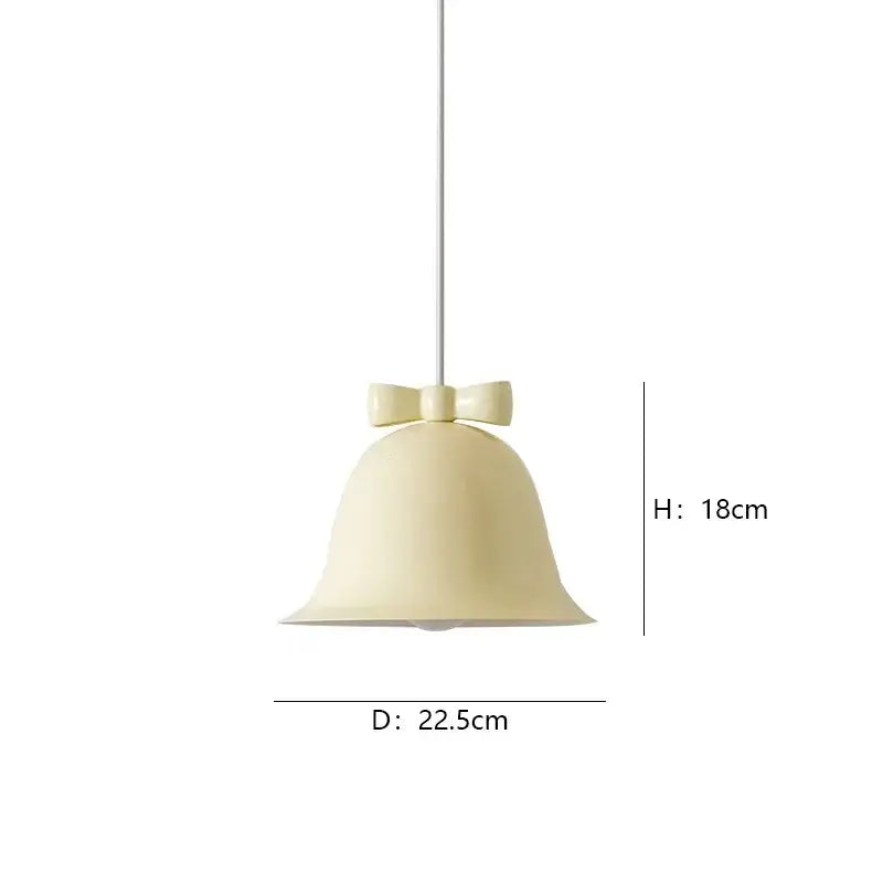 Cream-colored ceramic bowknot bell led lighting fixture with glossy finish for dining room decorbites bowknot bell