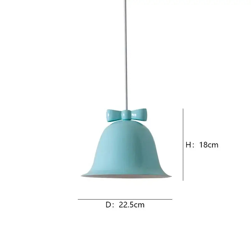 Pastel blue ceramic bowknot bell led lighting fixture pendant light for dining room decorbites bowknot bell design