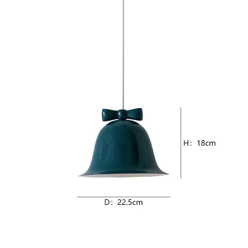 A sleek dark teal ceramic bowknot bell led lighting fixture with glossy finish for dining room decorbites bowknot bell