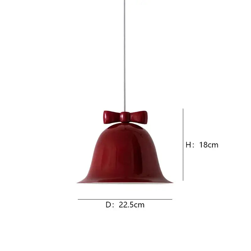 A glossy red ceramic bowknot bell led lighting fixture with bow detail for modern dining room decorbites decor