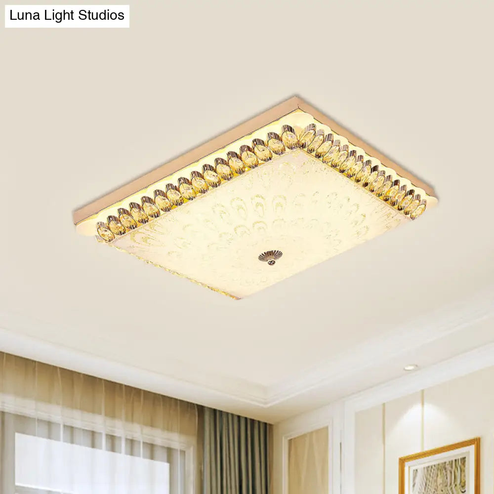 DecorBites™ DecorBites™ Modern Champagne LED Crystal Flush Mount Light Fixture - Square Ceiling Lamp