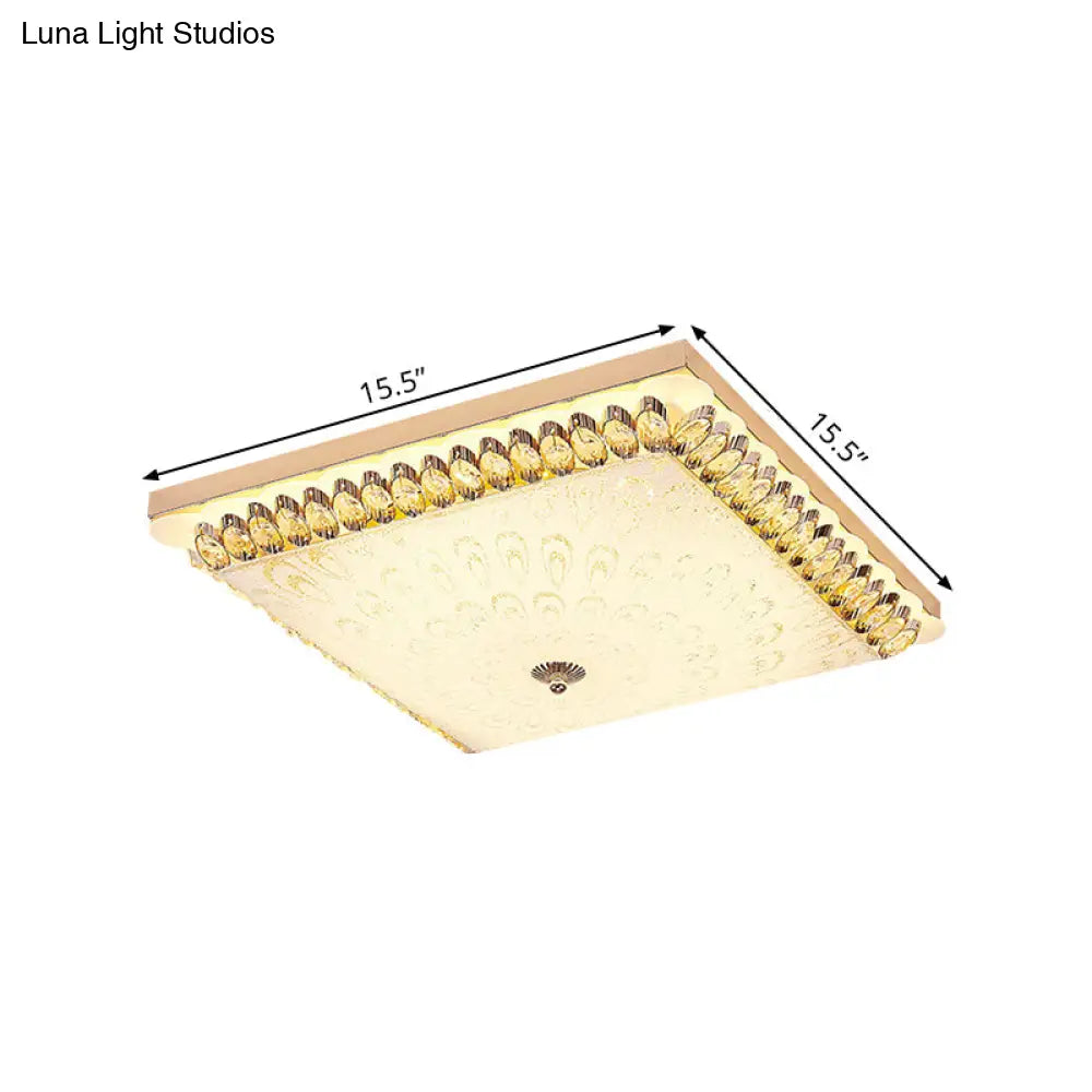 DecorBites™ DecorBites™ Modern Champagne LED Crystal Flush Mount Light Fixture - Square Ceiling Lamp