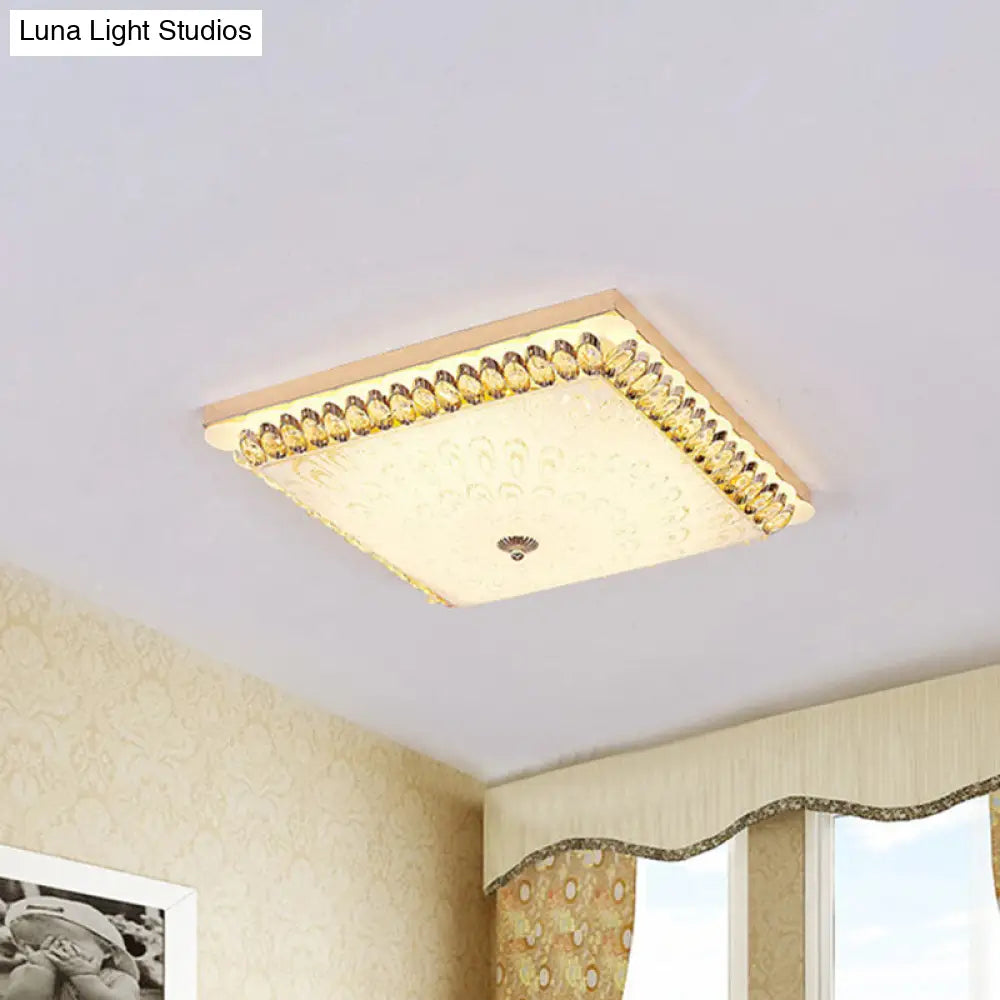 DecorBites™ DecorBites™ Modern Champagne LED Crystal Flush Mount Light Fixture - Square Ceiling Lamp