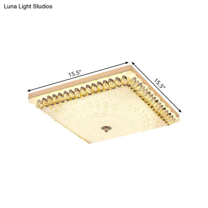 DecorBites™ DecorBites™ Modern Champagne LED Crystal Flush Mount Light Fixture - Square Ceiling Lamp