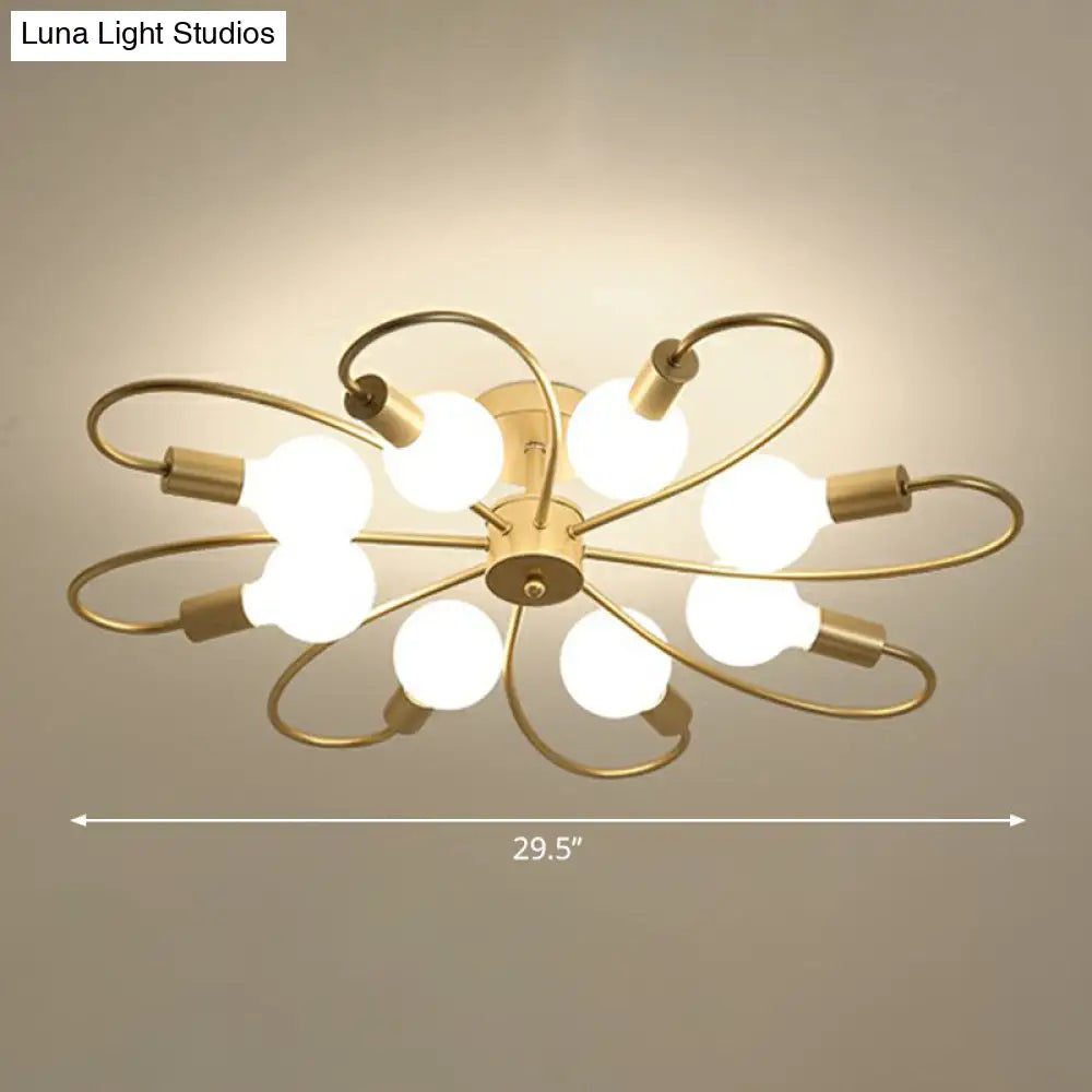 Lámpara de techo semiempotrada DecorBites™ Modern Champagne Whirled para dormitorio - Elegante lámpara de techo metálica